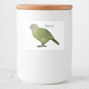 Cartoon van Kakapo Voedselcontainer Etiket