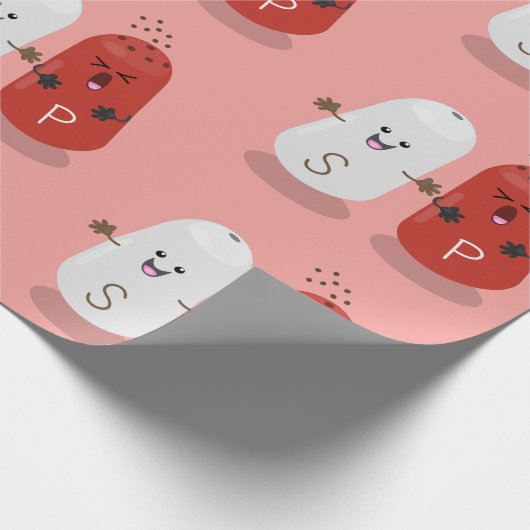 Cartoon van kawaï-luiers en paprika's cadeaupapier (Hoek)