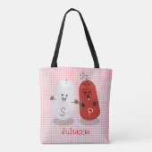 Cartoon van kawaï-luiers en paprika's draagtas (Achterkant)