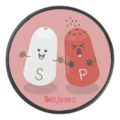 Cartoon van kawaï-luiers en paprika's hockey puck (Voorkant)