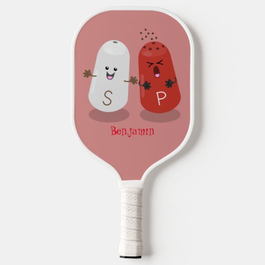 Cartoon van kawaï-luiers en paprika's pickleball paddle (Achterkant)
