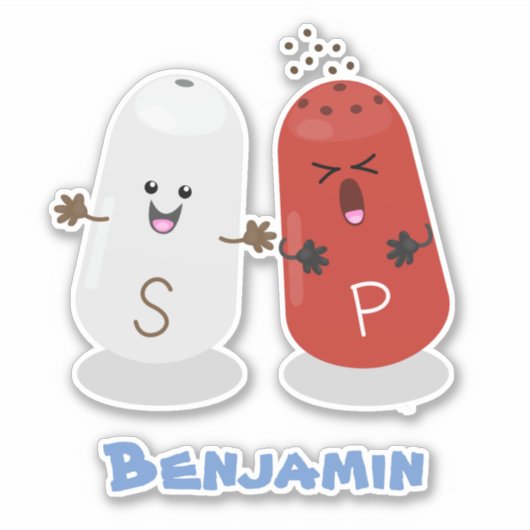 Cartoon van kawaï-luiers en paprika's sticker (Voorkant)