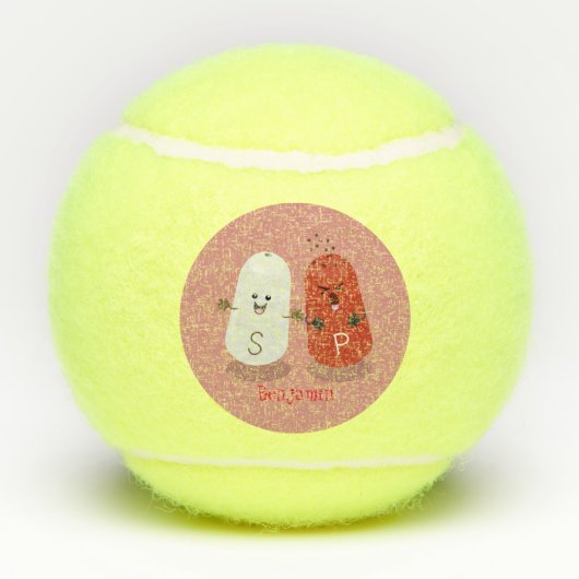 Cartoon van kawaï-luiers en paprika's tennisballen (Achterkant)