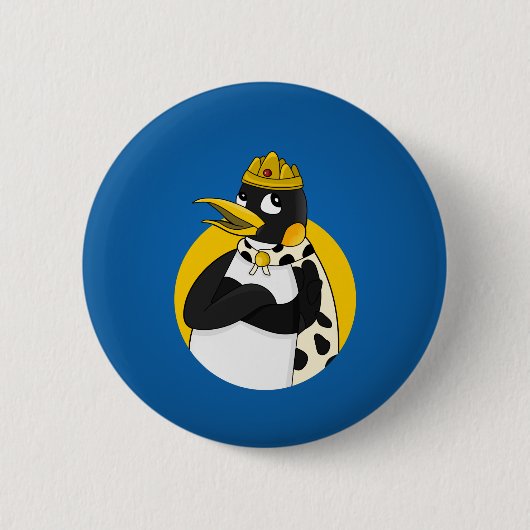 Cartoon van keizerpinguïn ronde button 5,7 cm (Voorkant)