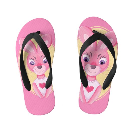 Cartoon van klein konijnenmeisje kinder teenslippers (Voetbed)