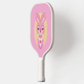 Cartoon van klein konijnenmeisje pickleball paddle (Links)