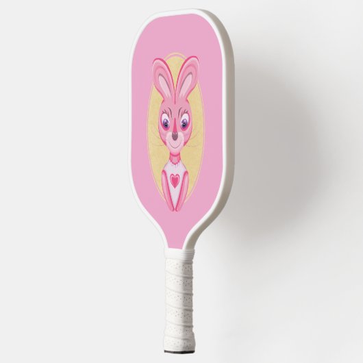 Cartoon van klein konijnenmeisje pickleball paddle (Links)