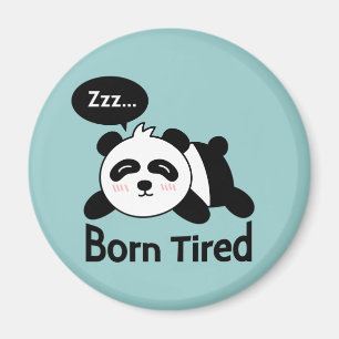 Cartoon van knuffelende slapende panda magneet