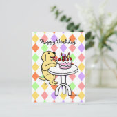 Cartoon van Labrador van de Cake van de verjaardag Briefkaart (Staand voorkant)