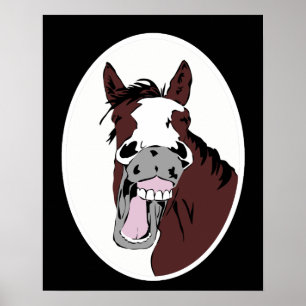 Cartoon van Laughing Horse Animal Poster