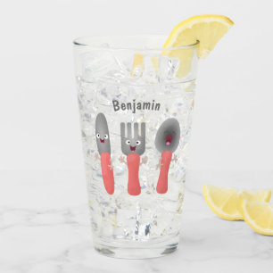 Cartoon van messenmakerswerk en van lepel glas