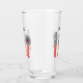 Cartoon van messenmakerswerk en van lepel glas (Rechts)