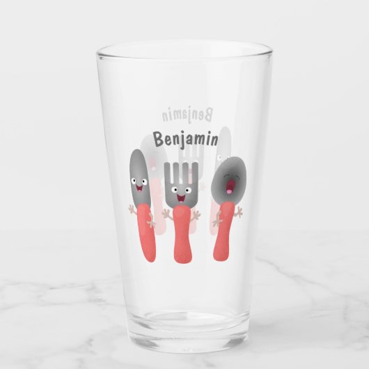 Cartoon van messenmakerswerk en van lepel glas (Voorkant)