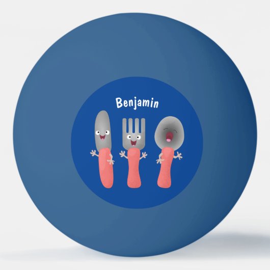 Cartoon van messenmakerswerk en van lepel pingpongballen (Voorkant)
