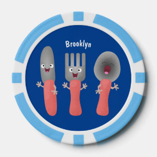 Cartoon van messenmakerswerk en van lepel poker chips