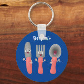 Cartoon van messenmakerswerk en van lepel sleutelhanger (Voorkant)