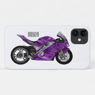 cartoon van Paarse sportmotor iPhone 11 Hoesje