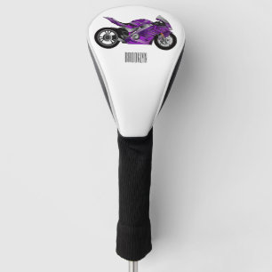cartoon van Paarse sportmotor Golfheadcover