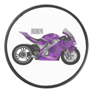 cartoon van Paarse sportmotor Hockey Puck
