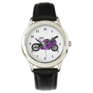 cartoon van Paarse sportmotor Horloge