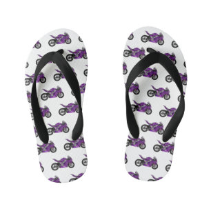 cartoon van Paarse sportmotor Kinder Teenslippers