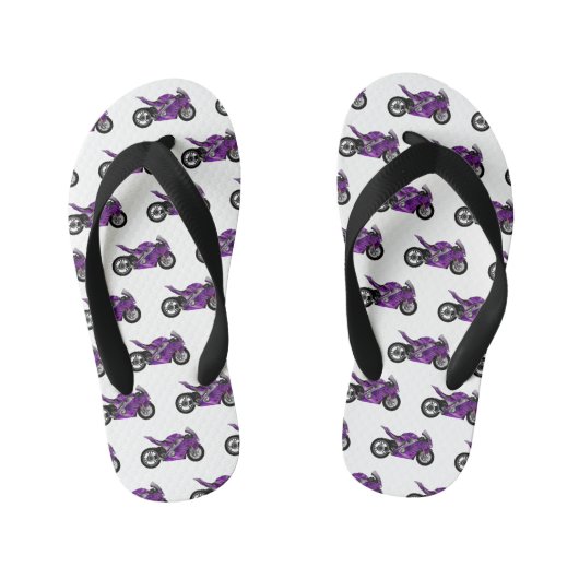 cartoon van Paarse sportmotor Kinder Teenslippers (Voetbed)