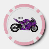 cartoon van Paarse sportmotor Poker Chips (Achterkant)