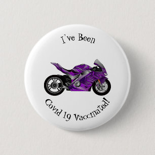 cartoon van Paarse sportmotor Ronde Button 5,7 Cm