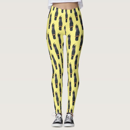 Cartoon van palmcockatoevogel leggings (Voorkant)