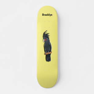 Cartoon van palmcockatoevogel skateboard