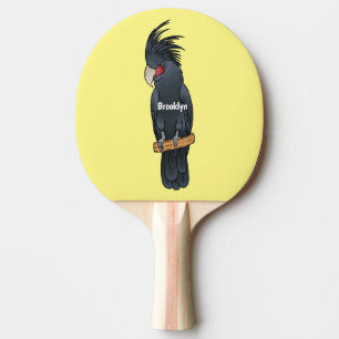 Cartoon van palmcockatoevogel tafeltennisbatje