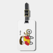 Cartoon van pedicab rickshaw bagagelabel (Voorkant verticaal)