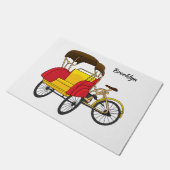 Cartoon van pedicab rickshaw deurmat (Schuin)