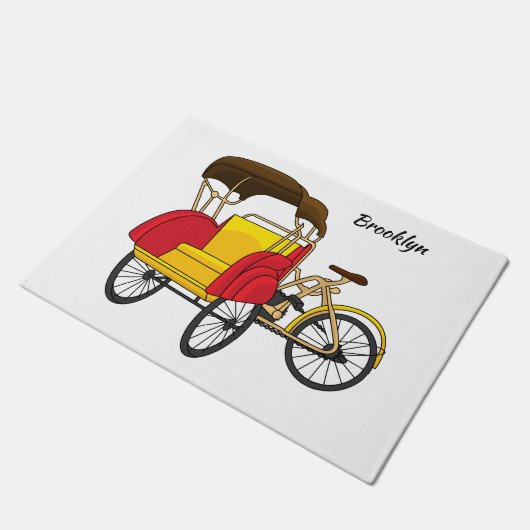 Cartoon van pedicab rickshaw deurmat (Schuin)
