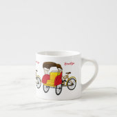 Cartoon van pedicab rickshaw espresso kop (Rechts)