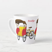 Cartoon van pedicab rickshaw latte mok (Linkerhoek)
