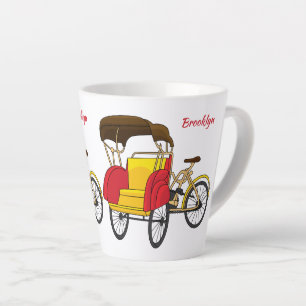 Cartoon van pedicab rickshaw latte mok