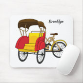 Cartoon van pedicab rickshaw muismat (Met muis)