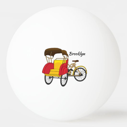 Cartoon van pedicab rickshaw pingpongballen (Voorkant)