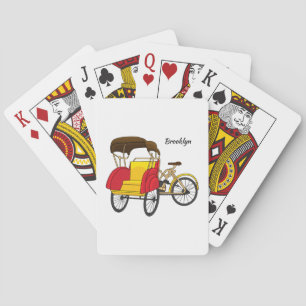 Cartoon van pedicab rickshaw pokerkaarten