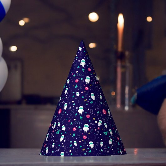 Cartoon van ruimteastronauten feesthoedjes