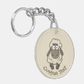 Cartoon van schapen Beige Sleutelhanger (Voorkant Links)