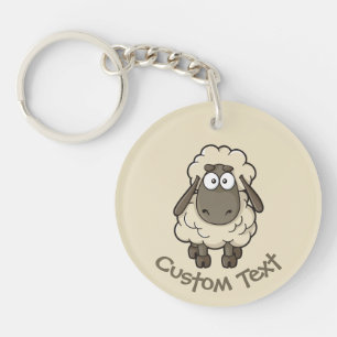 Cartoon van schapen Beige Sleutelhanger
