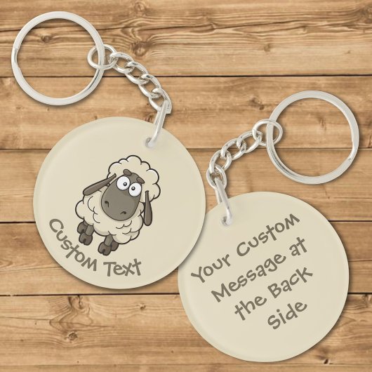Cartoon van schapen Beige Sleutelhanger
