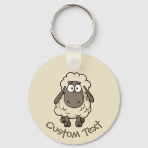 Cartoon van schapen Beige Sleutelhanger