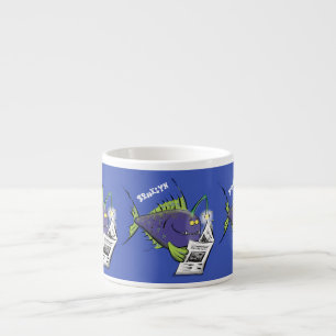 Cartoon van schimmelvis espresso kop