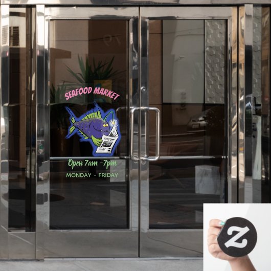 Cartoon van schimmelvis raamsticker (Kantoordeur)