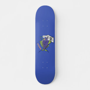 Cartoon van schimmelvis skateboard