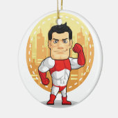 Cartoon van Superheld Keramisch Ornament (Links)