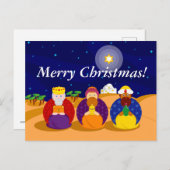 Cartoon van "The Three Kings" / "Three Wise Mannen Feestdagenkaart (Voorkant / Achterkant)
